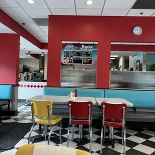 the interior of a diner