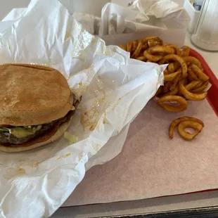Double Meat &amp; Single Cheese* and Curly Fries