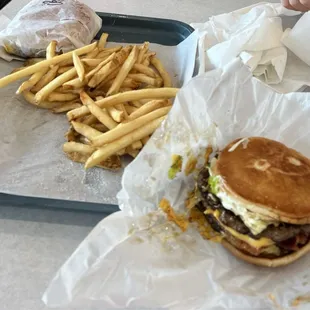 Double cheeseburger and fries