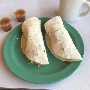 Sausage potatoes egg tacos/ coffee