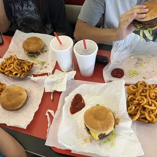 Cheeseburger* and Hamburger* and Double Meat &amp; Single Cheese*