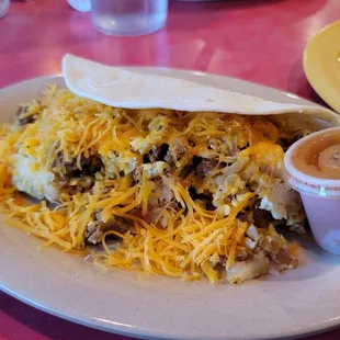 Sausage, Potato, Egg  and Cheese Taco