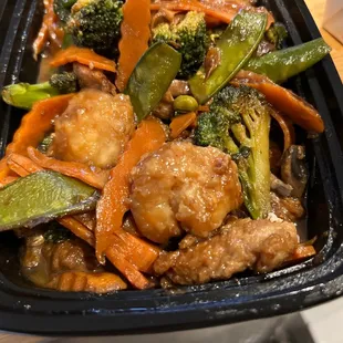 3 Ingredient Tastes pictured is chicken, shrimp and beef.  Can you tell which is which one this brown mess?