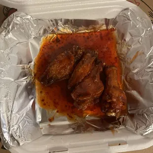 My kids left me 3 of the bbq wings! Delicious