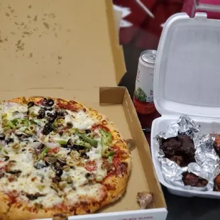 Wings and pizza