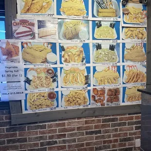 Menu on the wall