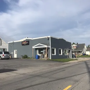 the front of the building