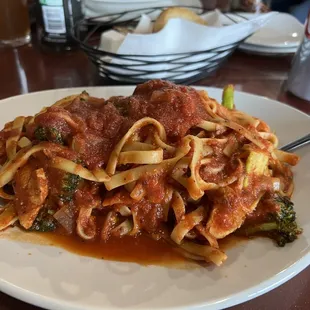 Grilled chicken and broccoli in red sauce--SO good!