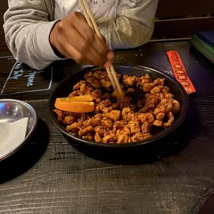 Orange chicken. I broke my plant based diet over this  it is pretty damn good!