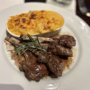 Lamb chops and Mac and cheese