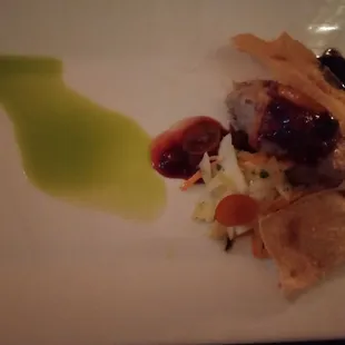 Second course: Duck pate with berry sauce on top