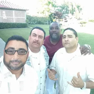 Buddies at 25 wedding party