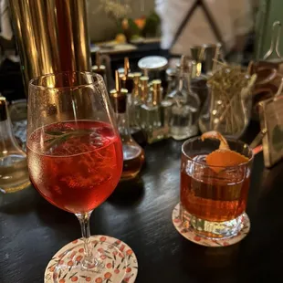 Cranberry spiced spritz and gingerbread Negroni