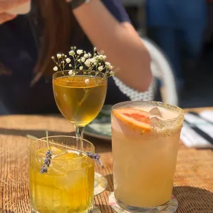 Left to right: Lavender Negroni, Negroni Bianco, Spicy Fresca