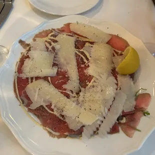 Beef carpaccio (make sure to add olive oil, and get an extra lemon!)