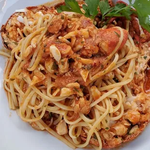 Linguine with lobster