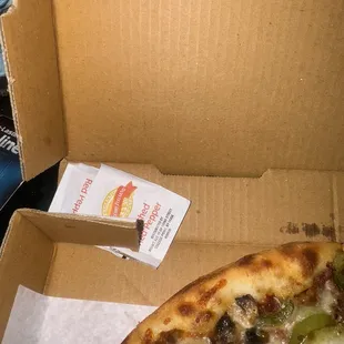 The packet that was put in the fold of the pizza box so that it would not touch my pizza. That's integrity.