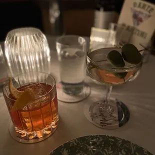 Negroni and Dirty Martini