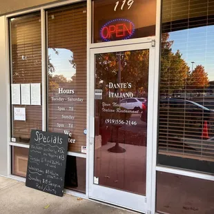 the entrance to the restaurant