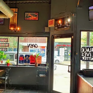 a view of the dining area