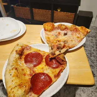 Pepperoni and Sausage slices.