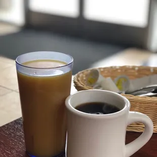 Orange juice and coffee