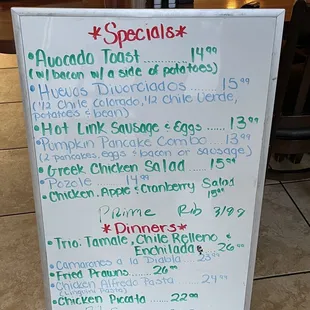 Specials on 10/21/22