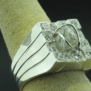 Custom made ring with 5ct. uncut diamond