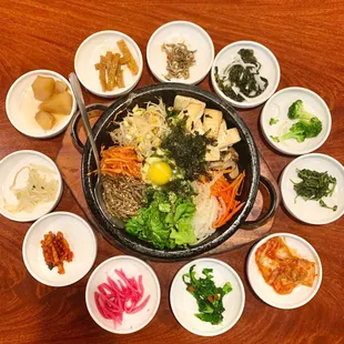 Tofu Dolsot ($14.00) &amp; 11 complimentary banchans;  All for just one hungry girl!! Great Value!