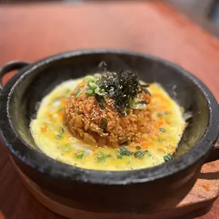 A sizzling hot stone korean fried rice
