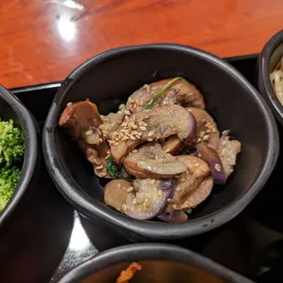 Some unique banchans like this eggplant dish