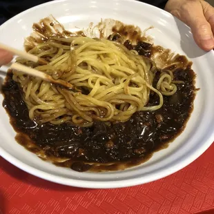 Jjajangmyeon with hand made noodles.