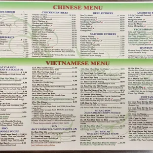 Menu 2023.01: Chinese &amp; Vietnamese