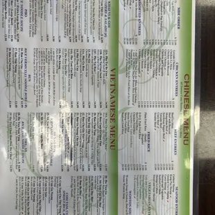 menu