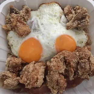 "Yaya's Garlic Chicken" (Garlic Chicken, Sunny Side Up Eggs, Fried Rice, Bacon).