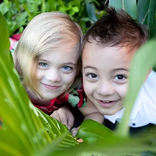 Candid shots are so fun for beautiful family photography! Capturing a brother &amp; sister as they play hide and seek with me...