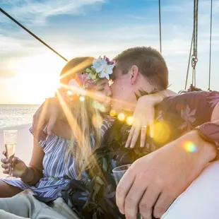 Surprise Proposal &amp; Engagement session on a boat, off Waikiki