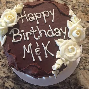 Yellow cake with chocolate buttercream frosting!