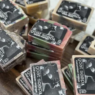 We also offer a variety of raw goat milk soaps and lotions! Loaded with vitamin A and probiotics it great for the skin and smells terrific!