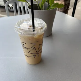 Iced lavender white espresso macchiato