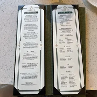 Cocktail menu