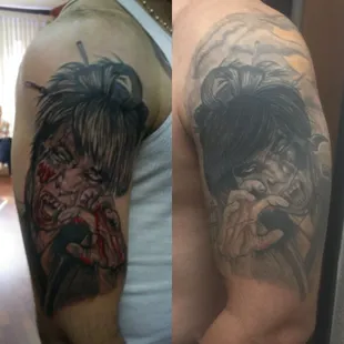 Before on the left (21 years old) After on the right (31 years old) artist: Brian Stephens