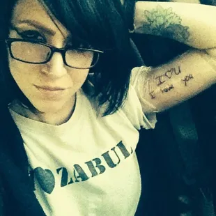 First tattoo by Angel. He got me in that day and tattooed my son's writing on my inner arm.