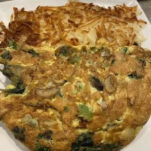 Veggie omelette with Hash Browned Potatoes