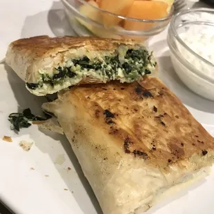 Disappointed it was cold in the center. Asked to reheat it and they put it in the microwave so the crust was soggy and spinach turned bitter