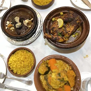 1/2 Chicken Tajine, Beef Couscous and Beef Tajine