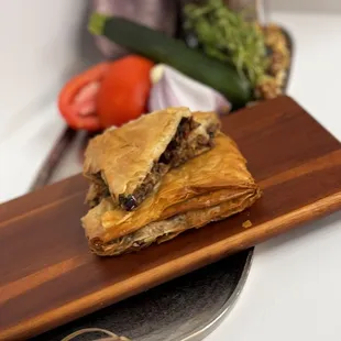 Eggplant and zucchini hand pie