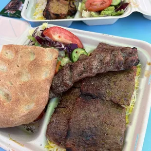 Soltani, Lamb  Shishlik Kabob Rice Plate Beef Koobideh
