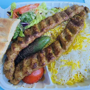 Beef koobideh with rice