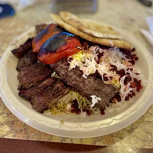 Soltani - Barg and Koobideh with Barberry Rice